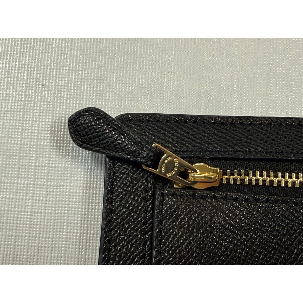 Coach Black Crossgrain Leather Slim Envelope Wallet Gold Logo Bifold - Picture 4 of 8